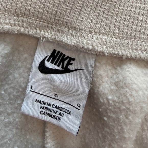 Nike Phoenix Wide Leg Sweatpants Beige Drawstring Logo Casual Lounge Size L - Picture 5 of 9